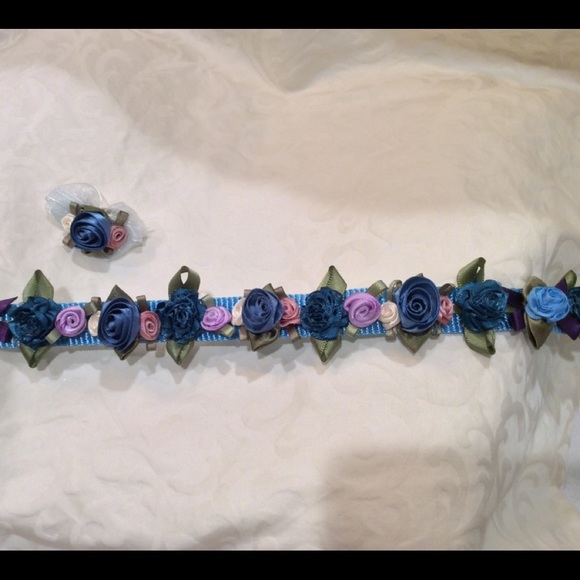 NWT Dog Collar silk flowers/Hair Bow - Picture 3 of 6